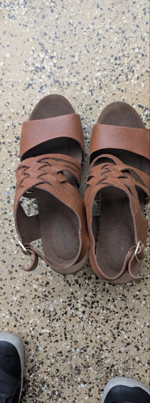 Women’s Rockport Brown Leather Strap Sandals 7 WIDE size